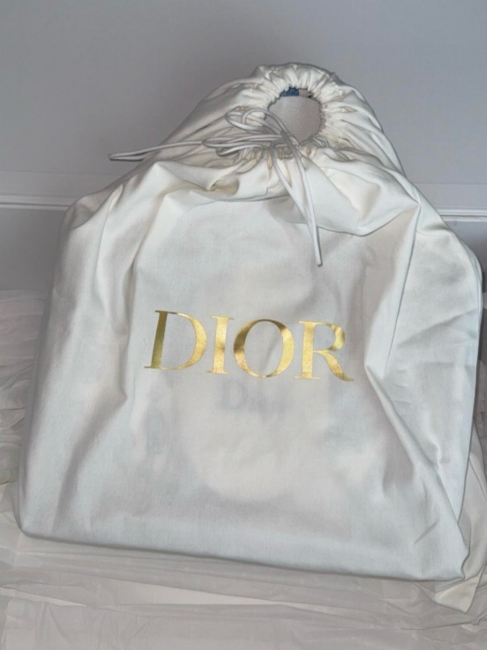 🧡 NEA Dior XL White Dustbag with Gold Logo